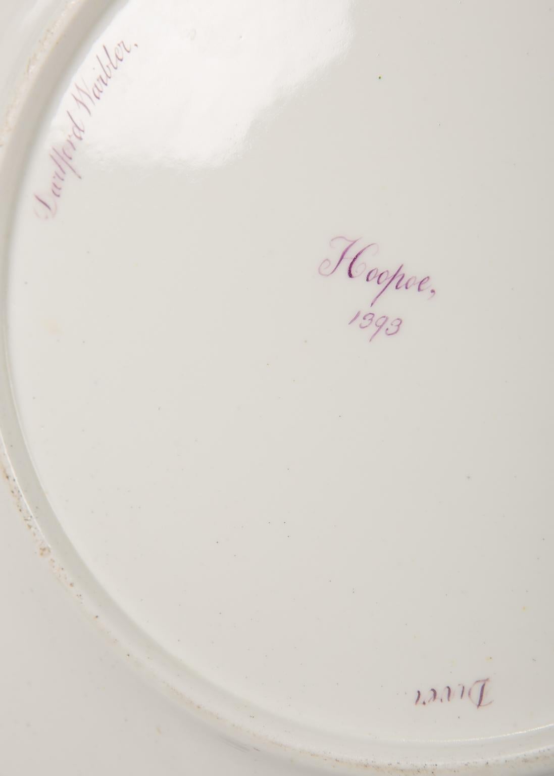 Regency Bird Lover's Set Antique Porcelain Dishes Hand Painted Birds Apple Green Borders