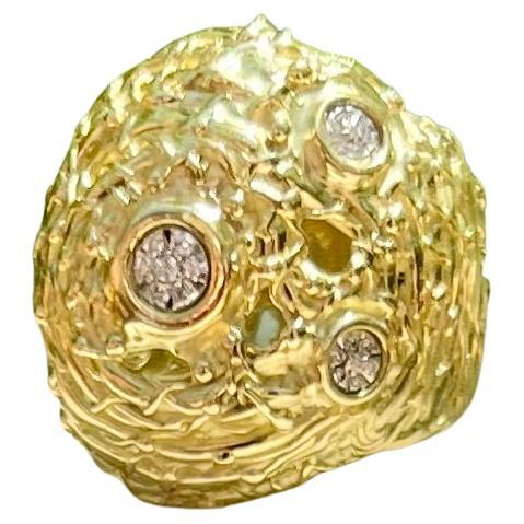 Bird Nest Design Diamond Ring in 18 Karat Gold