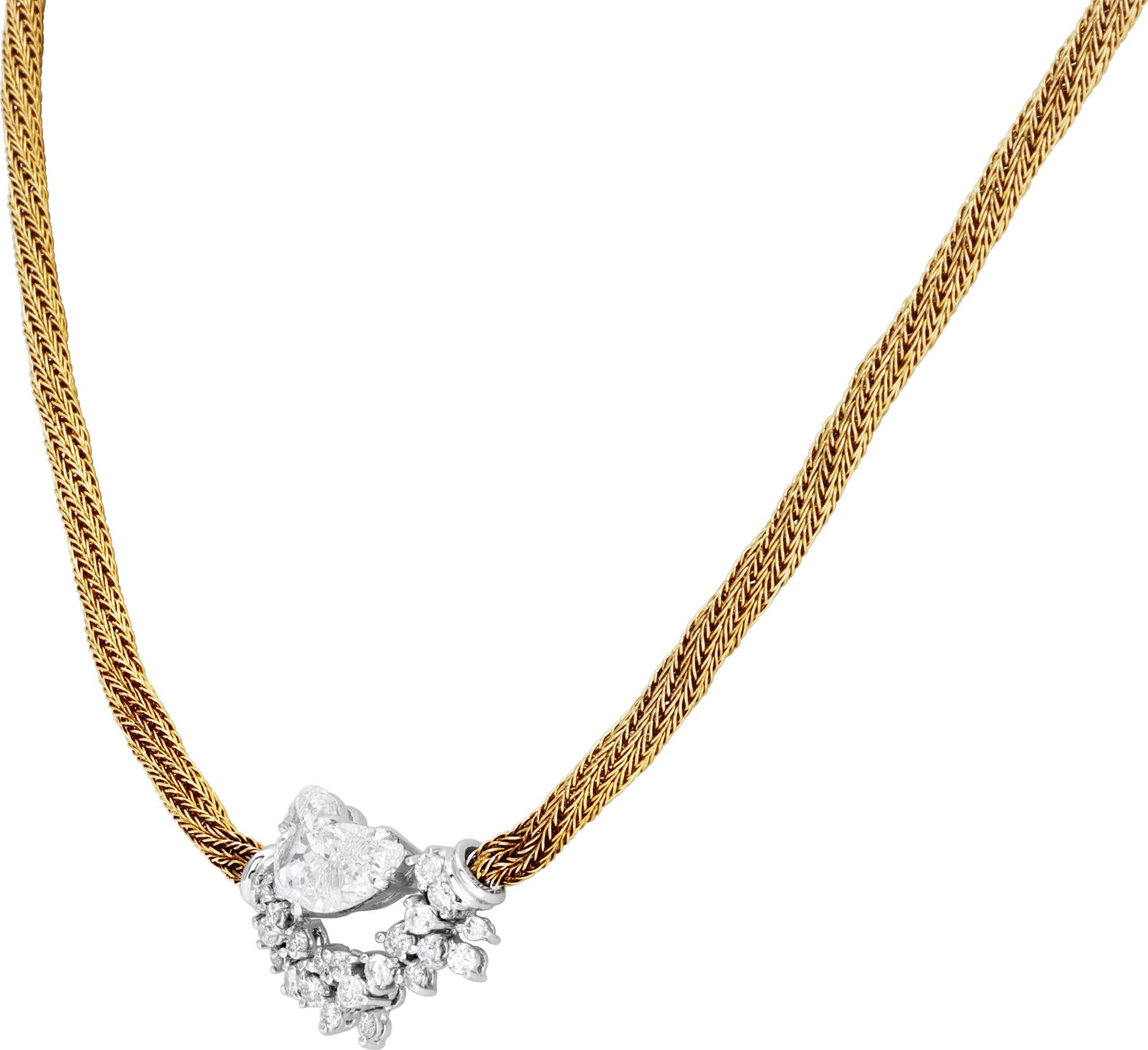 Collier en or jaune et blanc avec nid d'oiseaux Excellent état - En vente à Surfside, FL