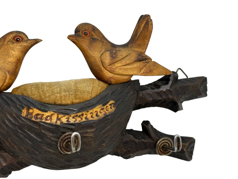 Bird Nest Key Rack Holder Pincushion Wall Mount Folk Art German Black ...