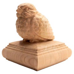 Bird Newel Post Finial for Stairs, Carved Sparrow Finial