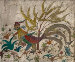 "Uccello del Paradiso" Henri Hecht MAÏK 1964, Pittore francese, Olio su tela