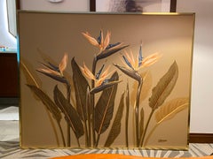 Bird of Paradise Midcentury Acrylic Painting by Letterman