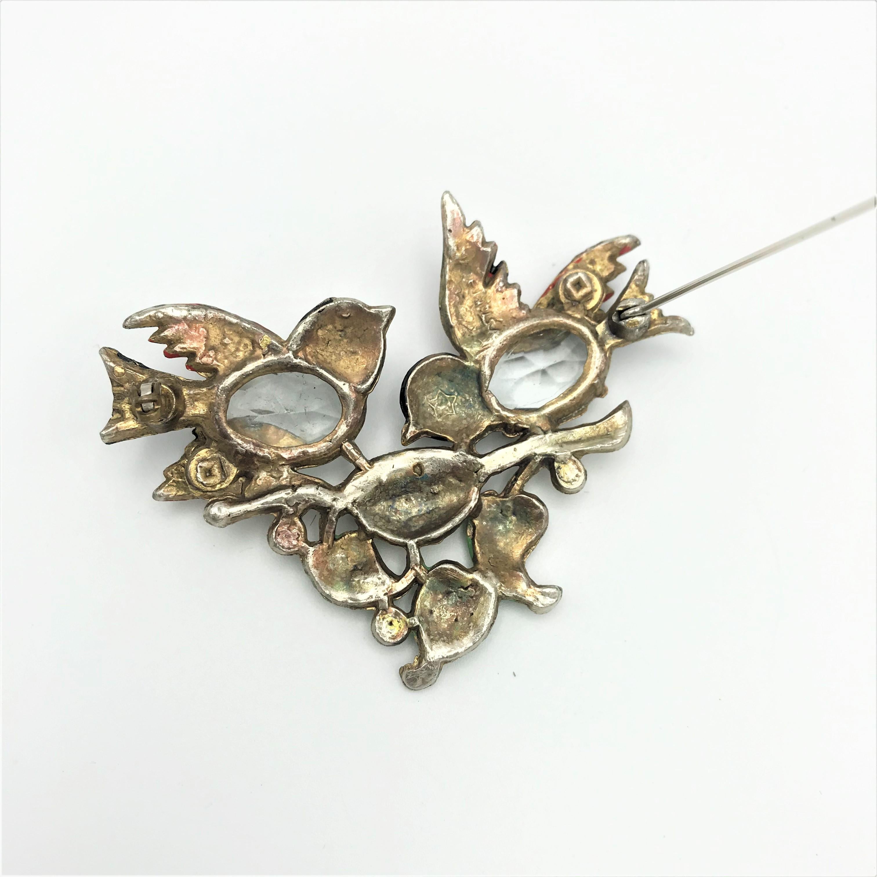 Artisan Bird on a nest of eggs brooch by Fred Gray Corp, 1930-1040's, designer for Coro For Sale