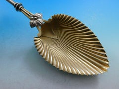 Bird on Nest by Whiting Sterling Silver Berry Spoon Gold Washed Fluted 10 1/4"