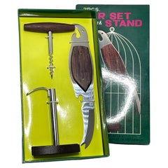 Bird Parrot Can and Wine Opener Stainless Steel Retro Bar Set