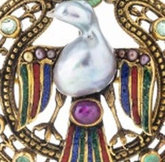 Bird' pendant/pin in 19.2K Gold with enamel.
