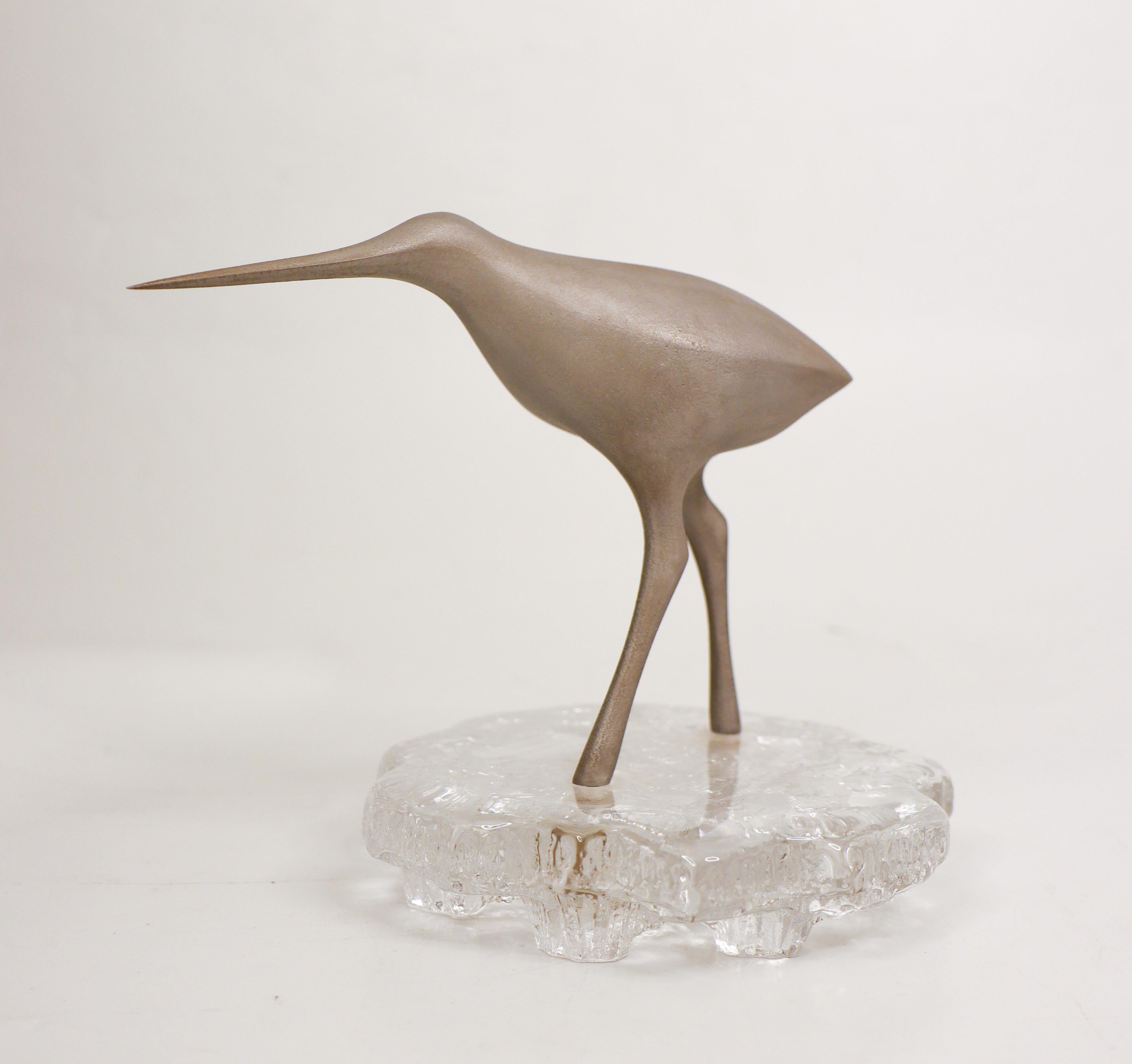 Swedish Bird sculpture by Tapio Wirkkala Glass & Metal for Kultakeskus 1970s For Sale