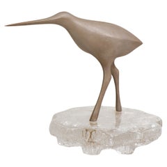 Vintage Bird sculpture by Tapio Wirkkala Glass & Metal for Kultakeskus 1970s