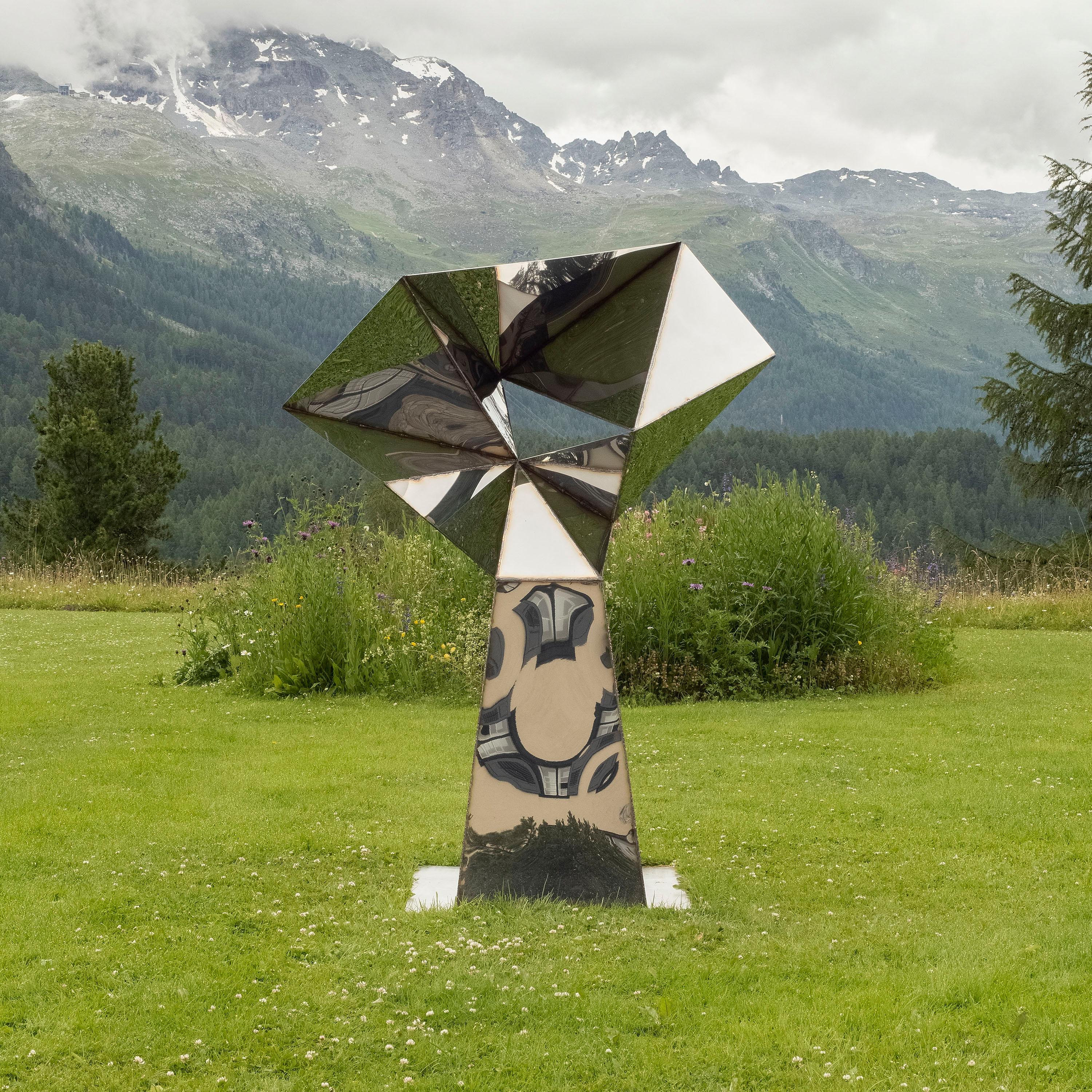 Vogel-Skulptur aus geschweißtem, hochglanzpoliertem Edelstahl von Julian Mayor (Postmoderne) im Angebot