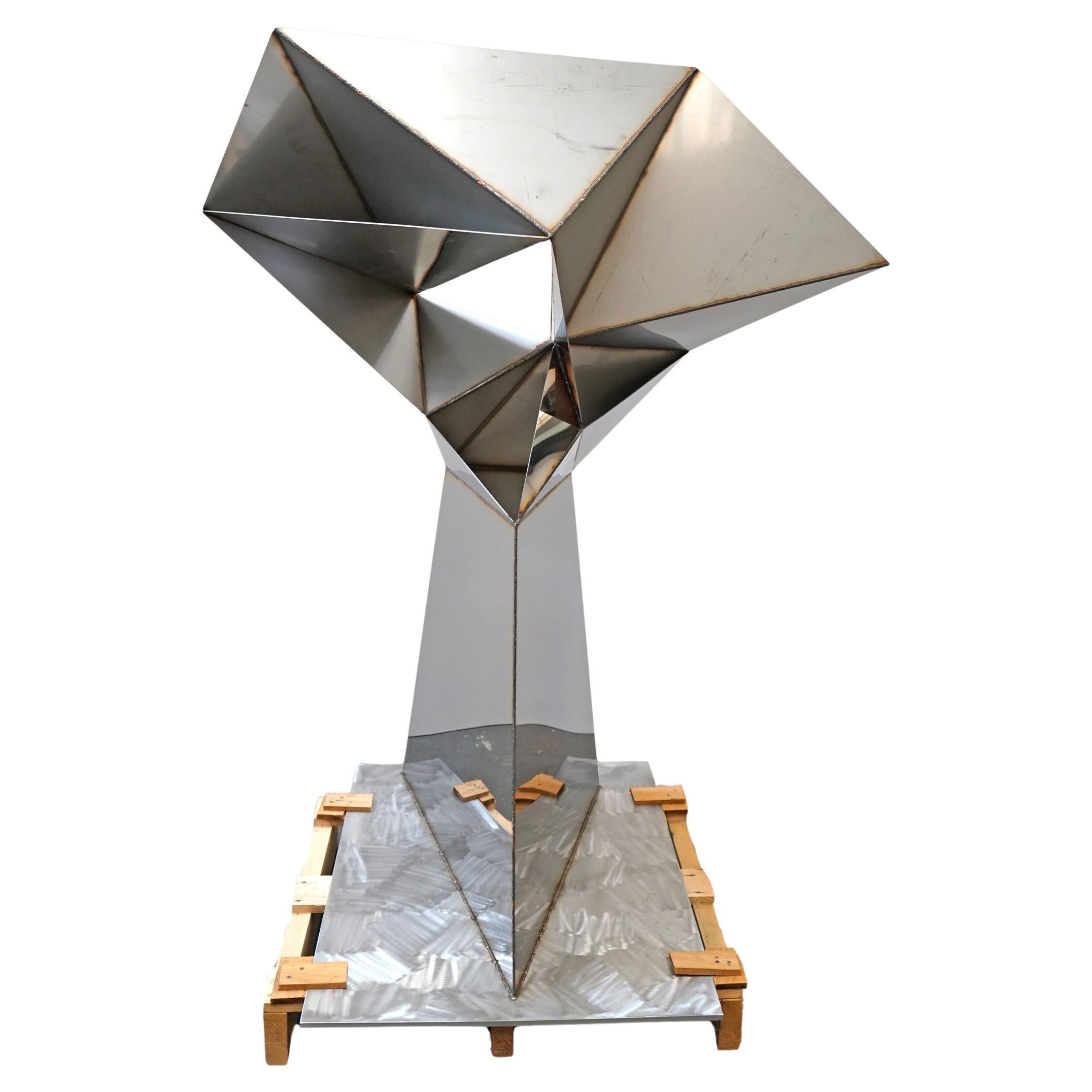 Vogel-Skulptur aus geschweißtem, hochglanzpoliertem Edelstahl von Julian Mayor im Angebot