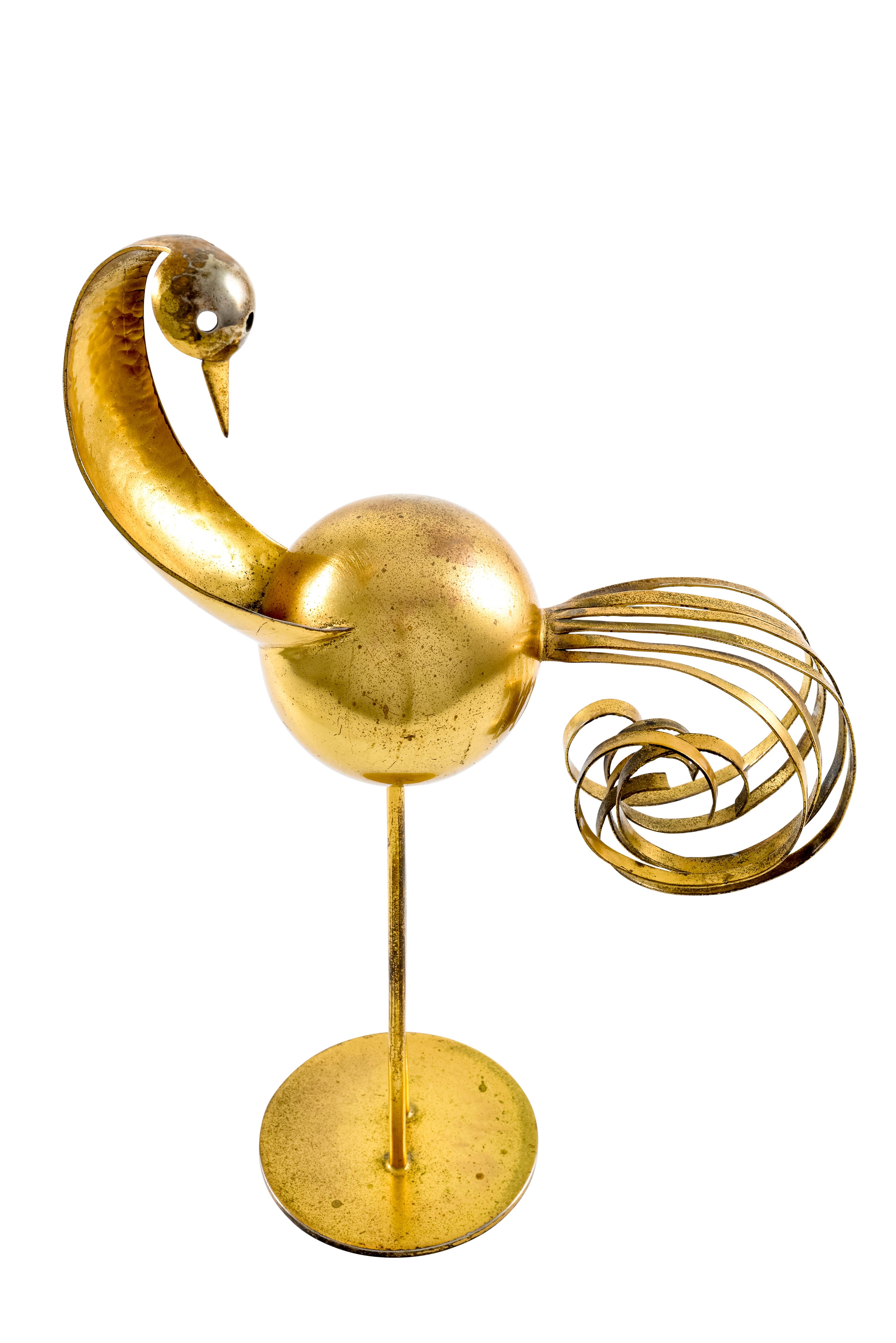 Cast Bird Sculpture Werkstatte Hagenauer Vienna Brass-plated 1930s Austrian Art Deco For Sale