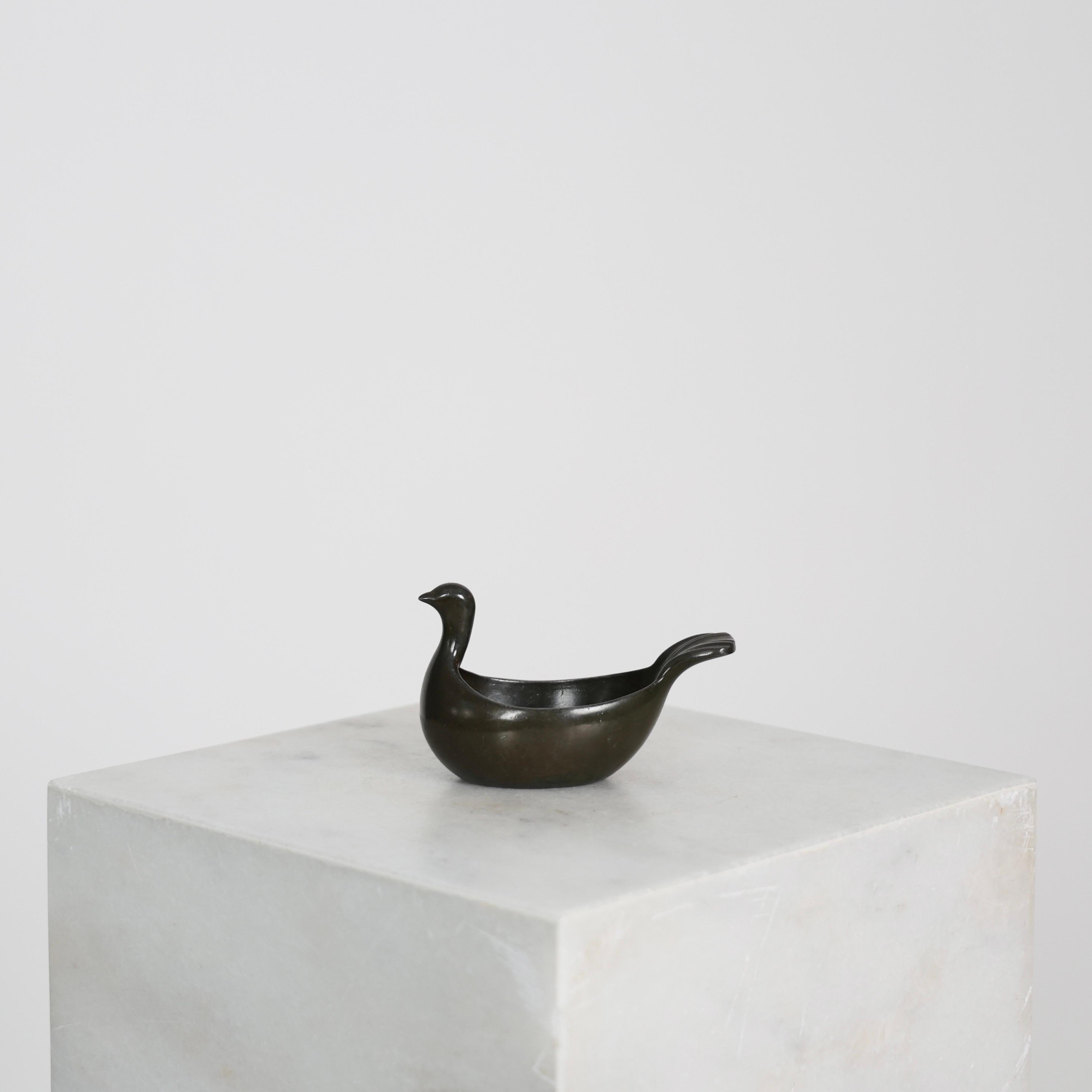 Art Nouveau Bird-Shaped Diskometal Bowl by Just Andersen, 1930s, Denmark For Sale