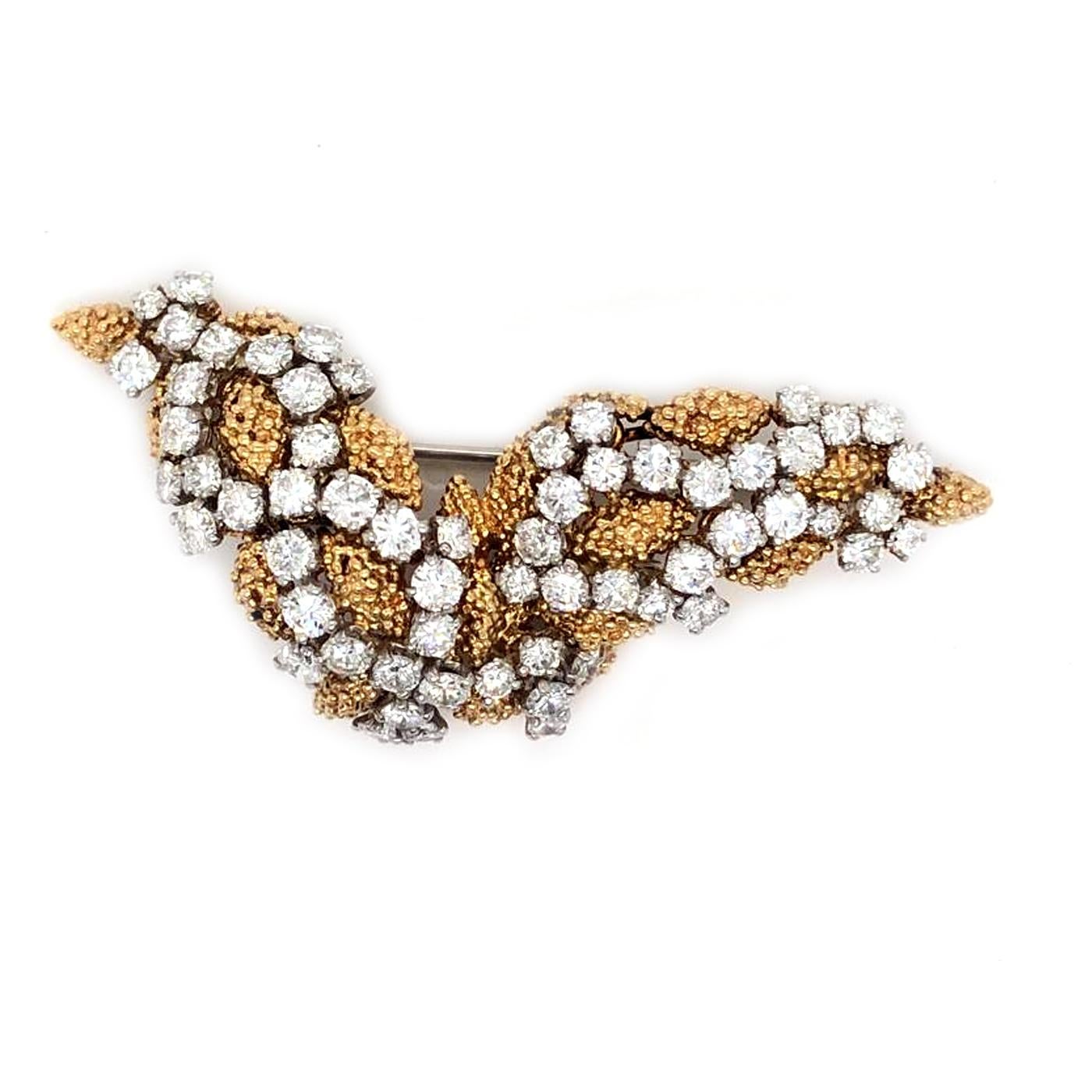 Women's or Men's 9.00ct 62 Stones Diamond Bird Shape Pin Brooch VCA NY 18K Yellow Gold Platinum 