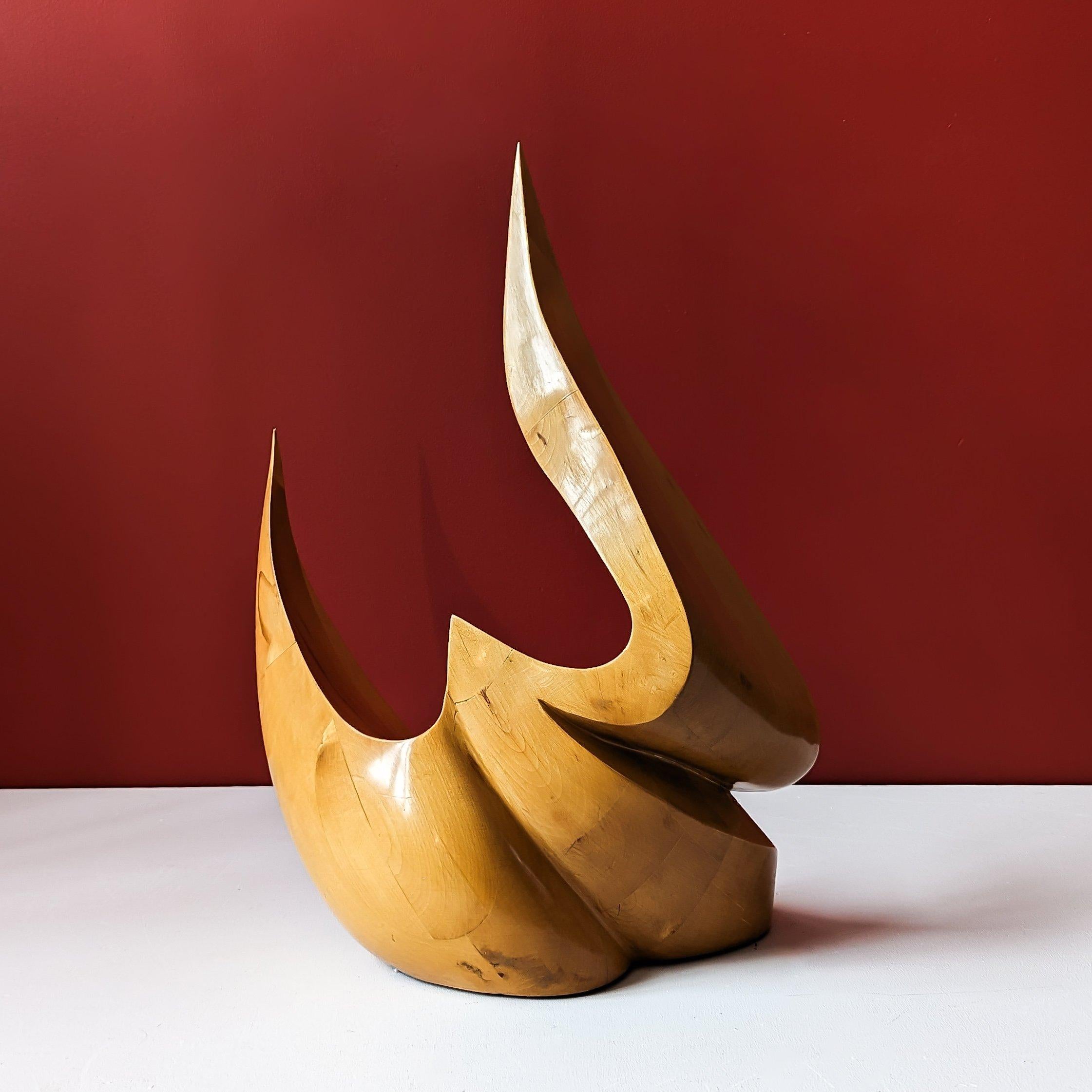 Bird-Shaped Wood Sculpture By YG / C.1980 For Sale 1
