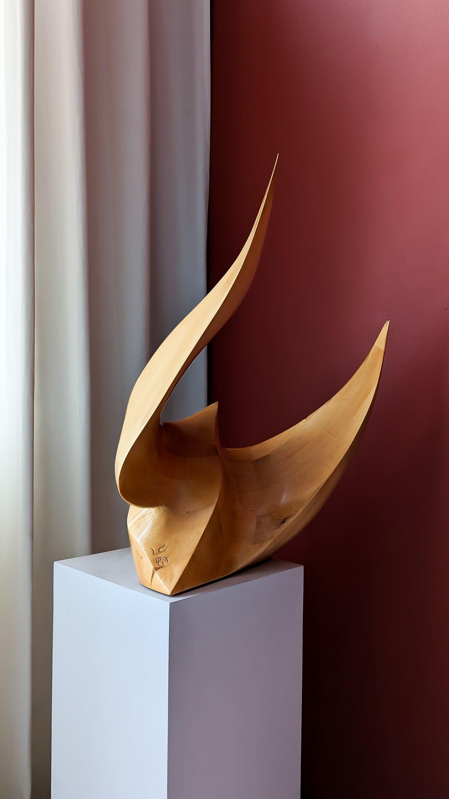 Bird-Shaped Wood Sculpture By YG / C.1980 For Sale 2