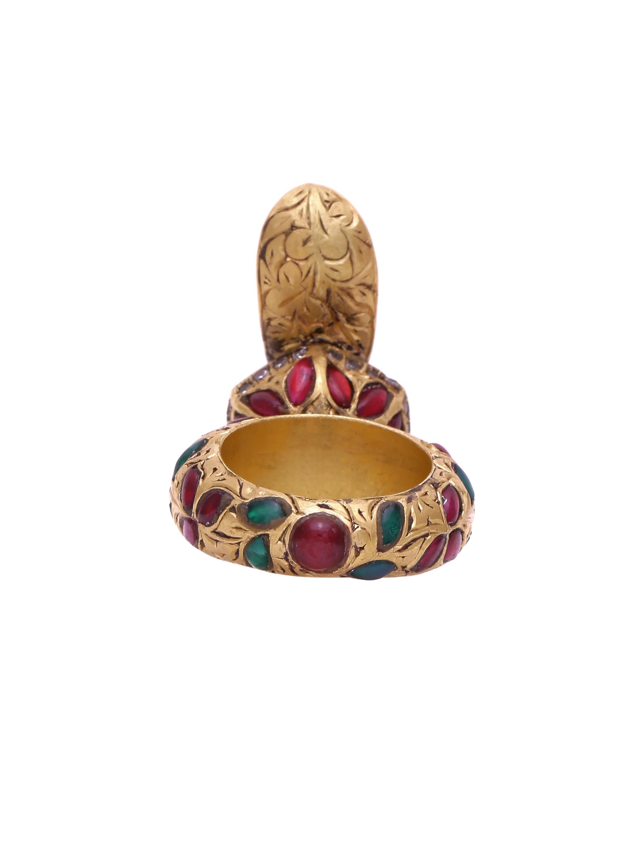 Artist Bird Statement Ring with Diamonds and Tourmaline Handcrafted in 18 Karat Gold