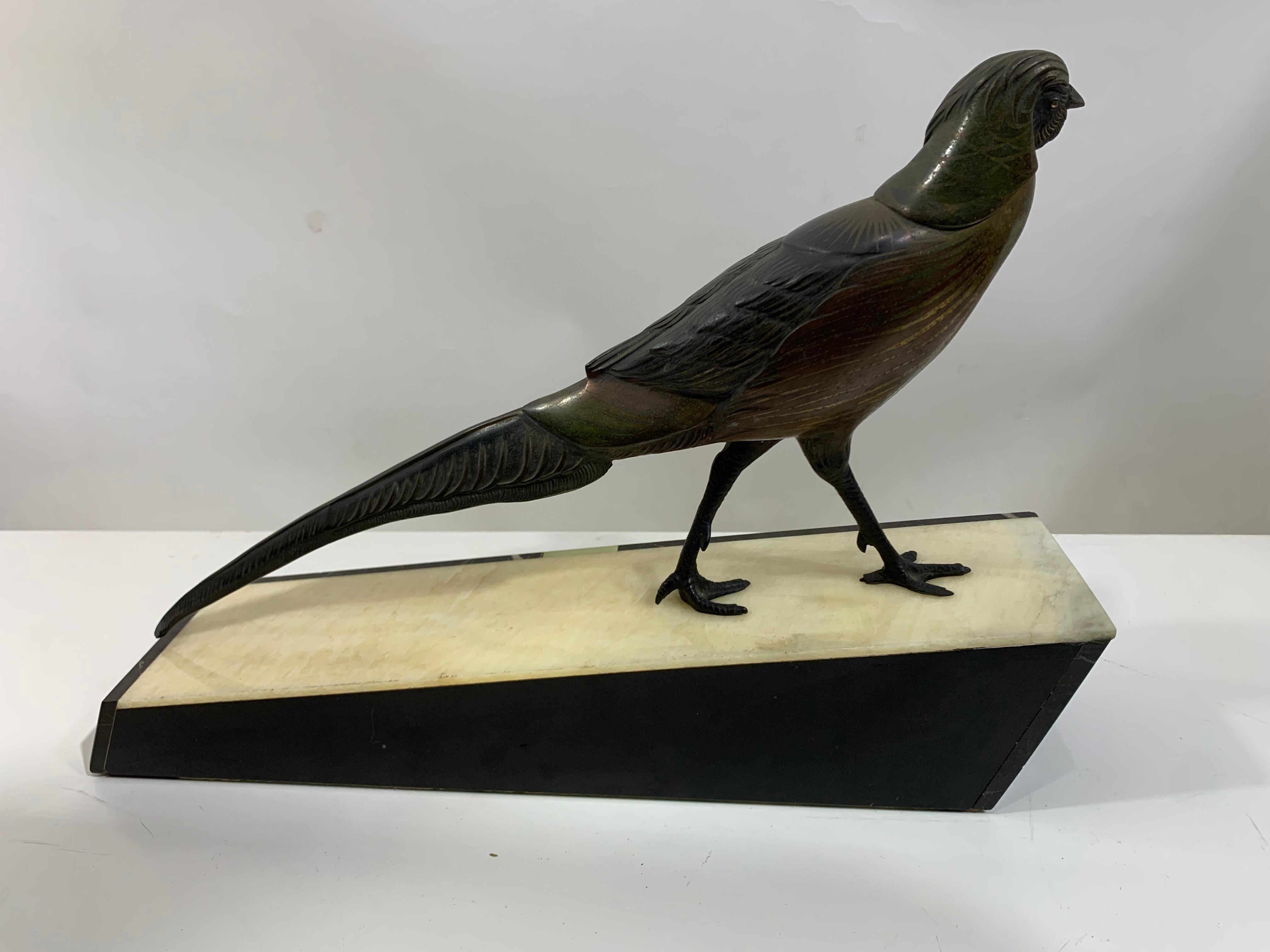 French Bird Statue Signed by Irénée Rochard For Sale
