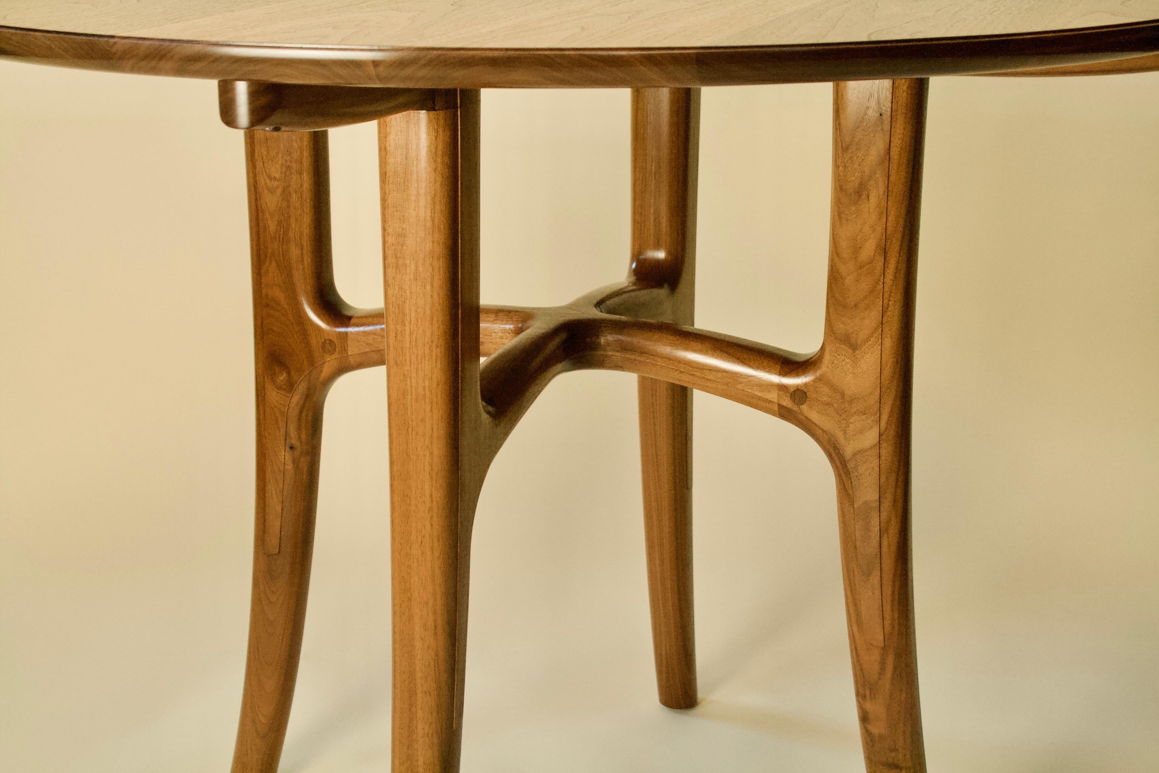 Canadian Round Walnut Dining Table For Sale