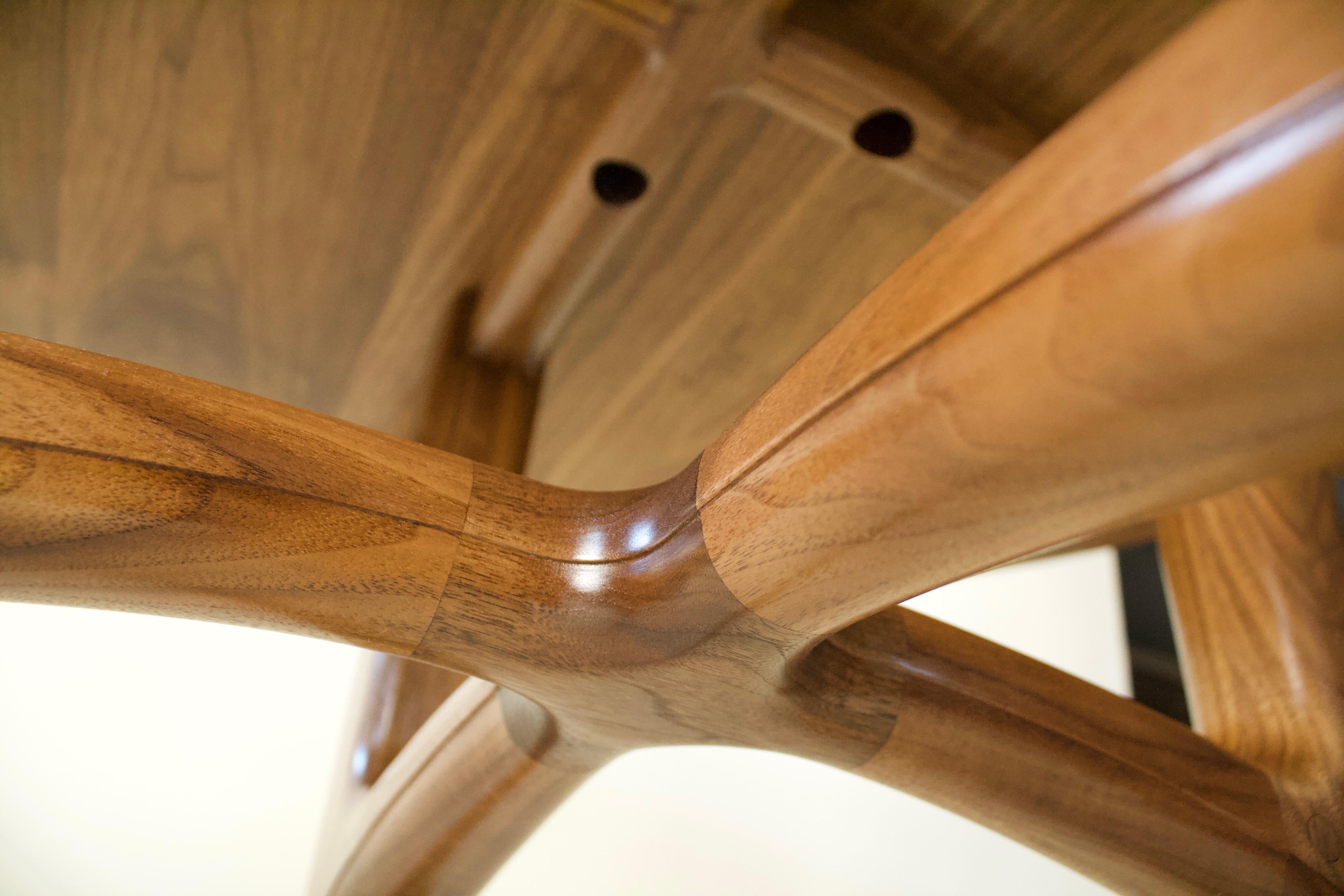 Hand-Crafted Round Walnut Dining Table For Sale