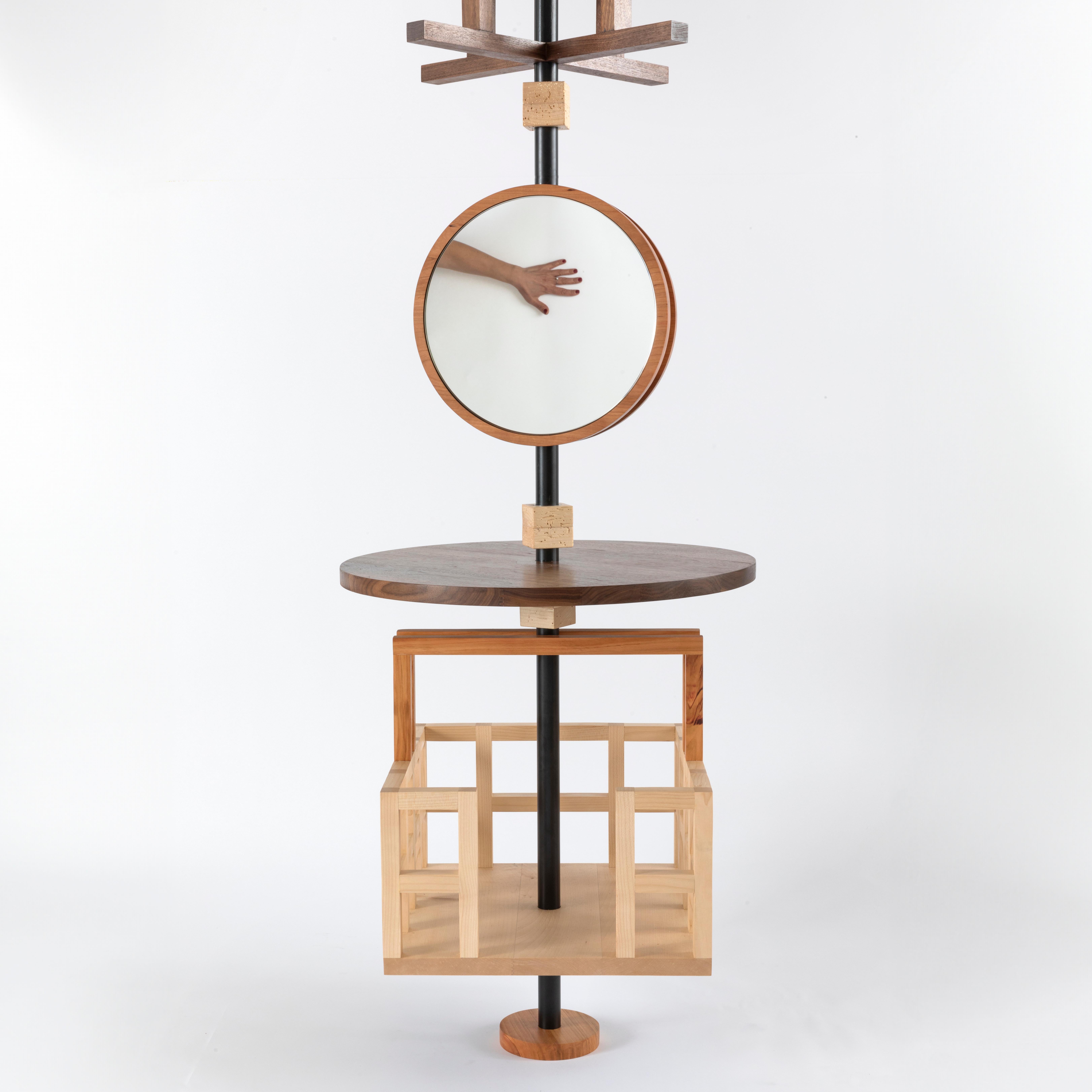 Birdie Sky Earth container - Shelf and mirror in solid wood In New Condition For Sale In Roma, IT