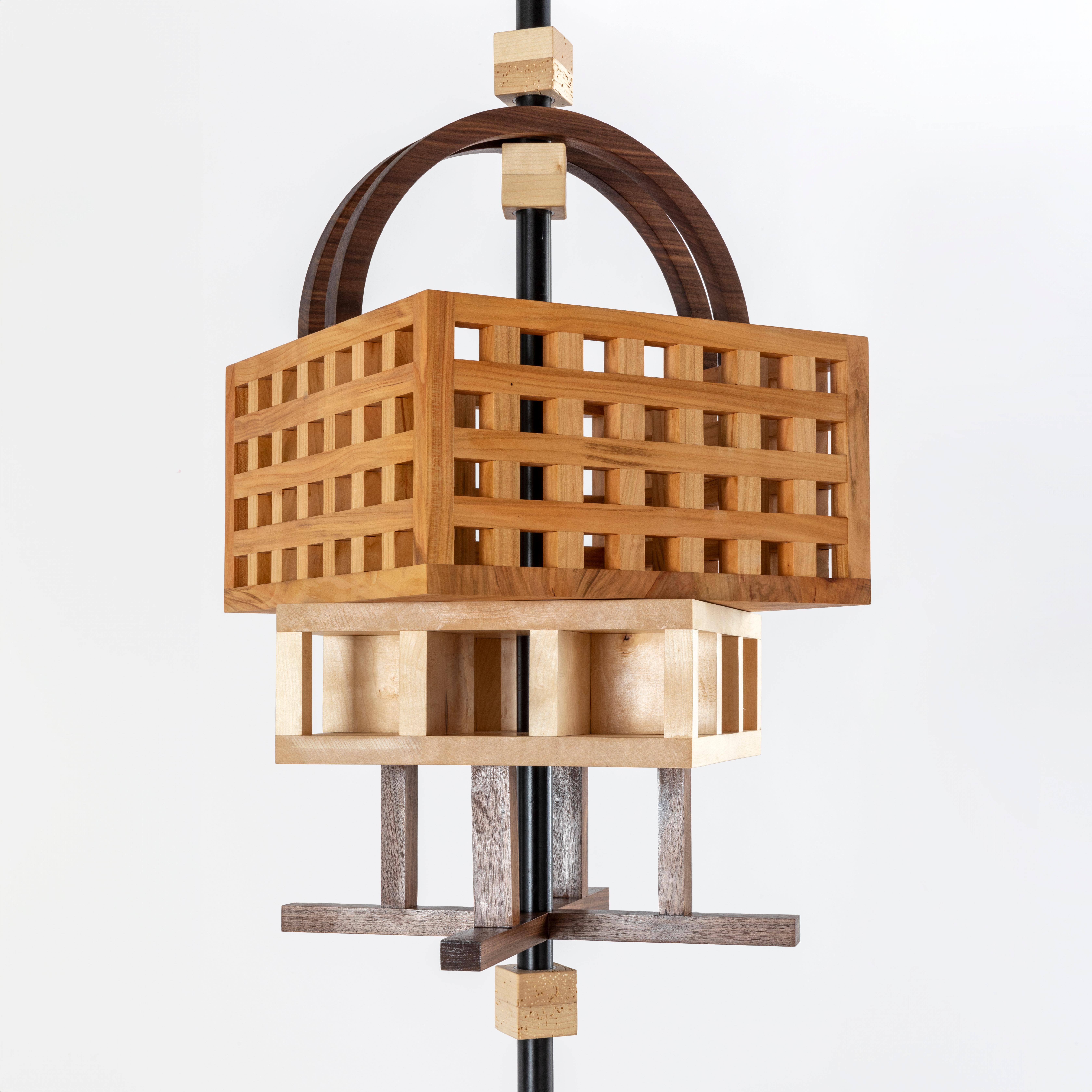 Mirror Birdie Sky Earth container - Shelf and mirror in solid wood For Sale