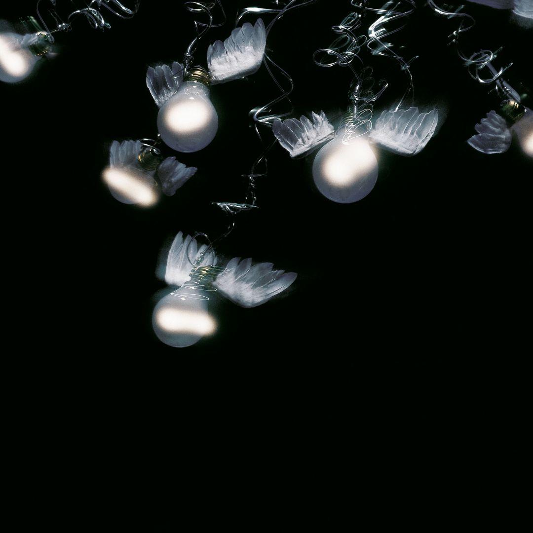 Stagno Lampada a sospensione 'Birdie' in rosso e ali di piume d'oca per Ingo Maurer in vendita