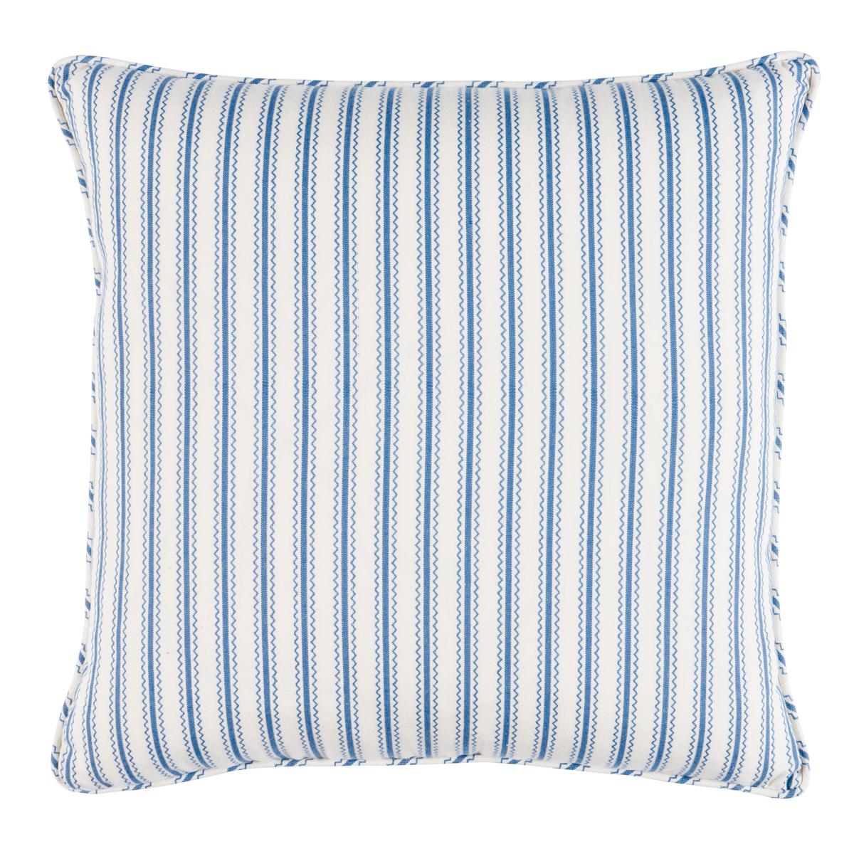 Birdie Ticking Stripe Pillow in Indigo 18 x 18" For Sale