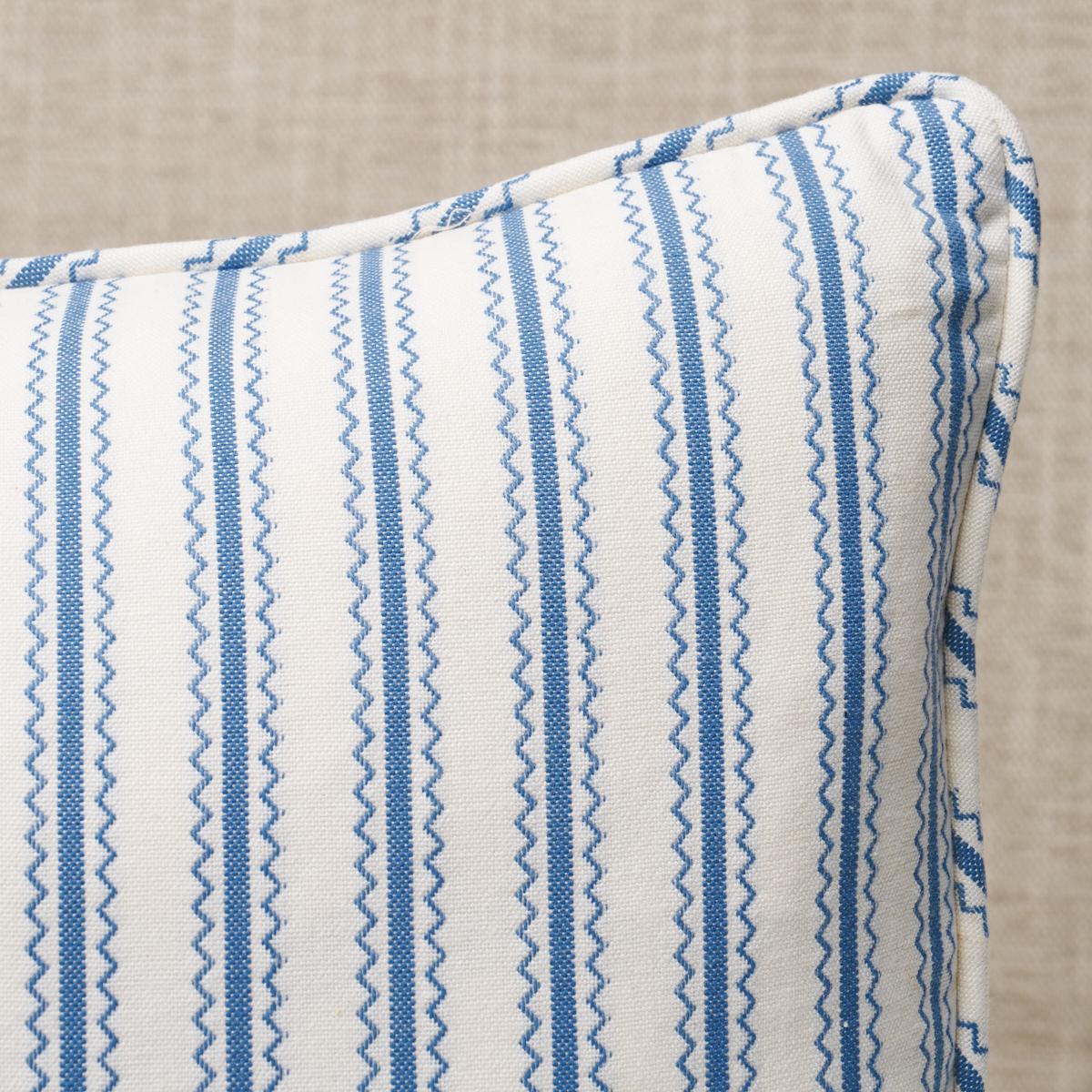 This pillow features Birdie Ticking Stripe by Mark D. Sikes with a self welt finish. Created by Mark D. Sikes, Birdie Ticking Stripe is a fresh take on a familiar form. A stylish and perfectly proportioned small-scale stripe with a unique zigzag