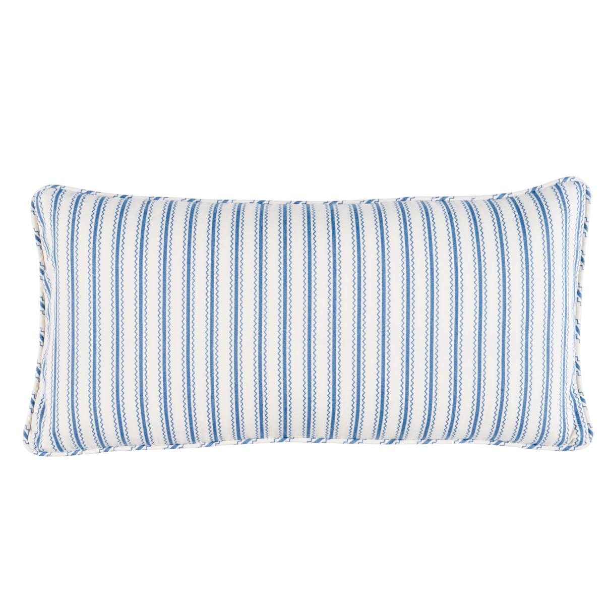 Birdie Ticking Stripe Pillow in Indigo 24 x 12" For Sale