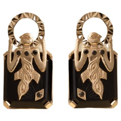 Birdman Onyx Gold Earrings