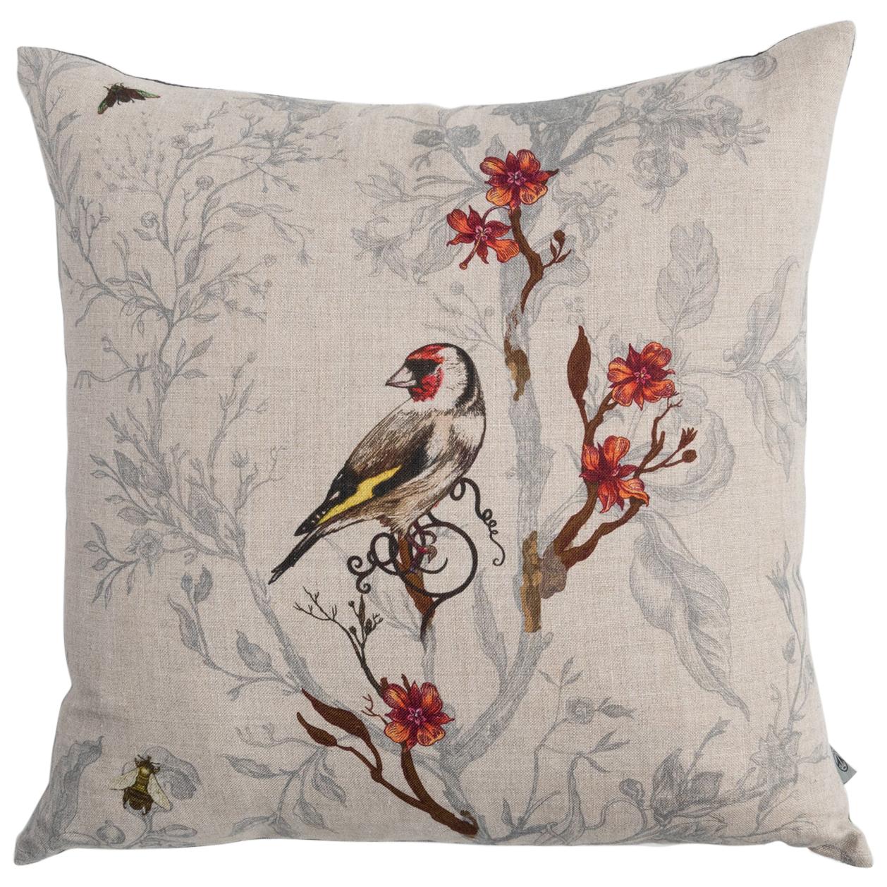 Birds & Bees Goldfinch Cushion by Timorous Beasties
