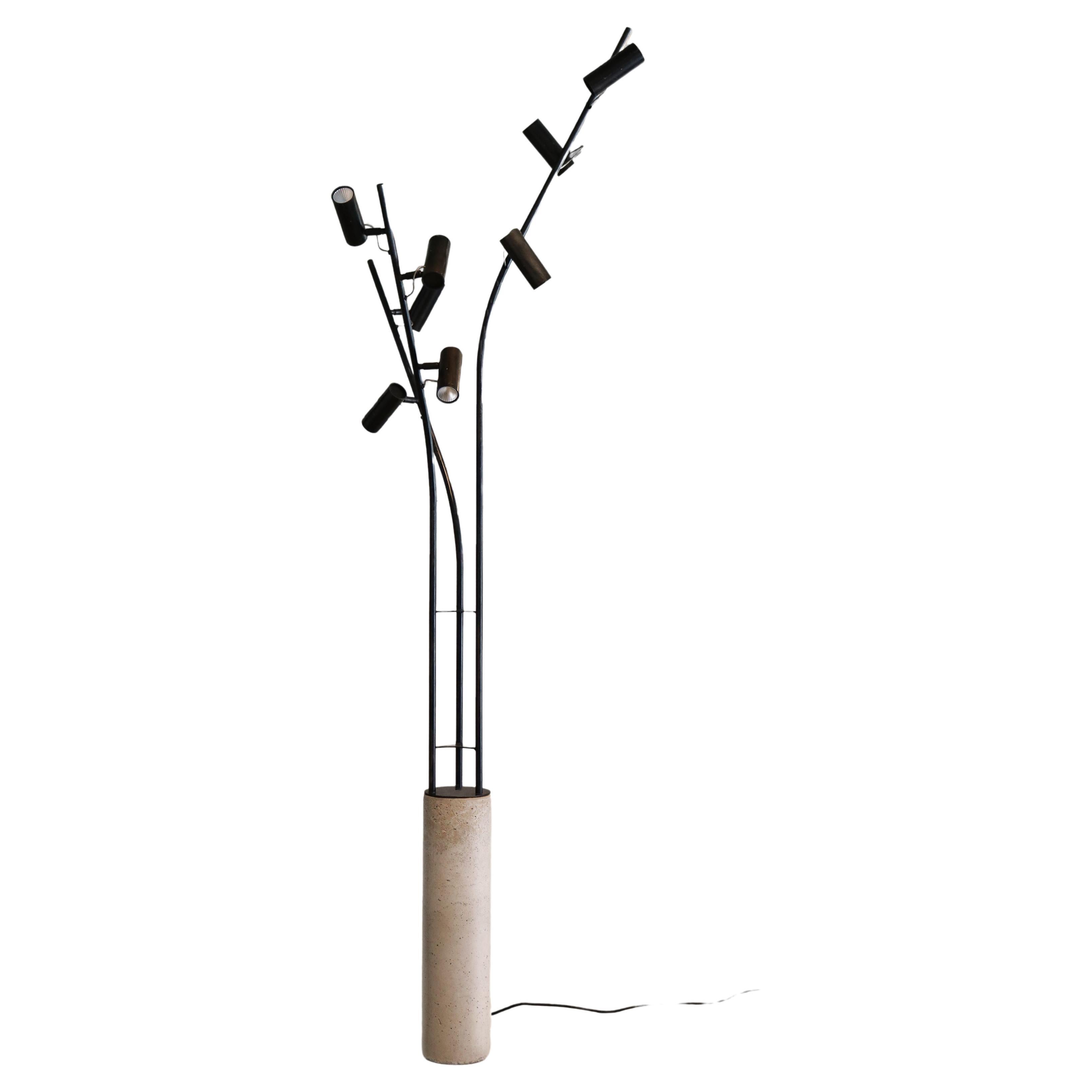 Birds contemporary floor lamp in concrete/iron, led spots design Lungoo