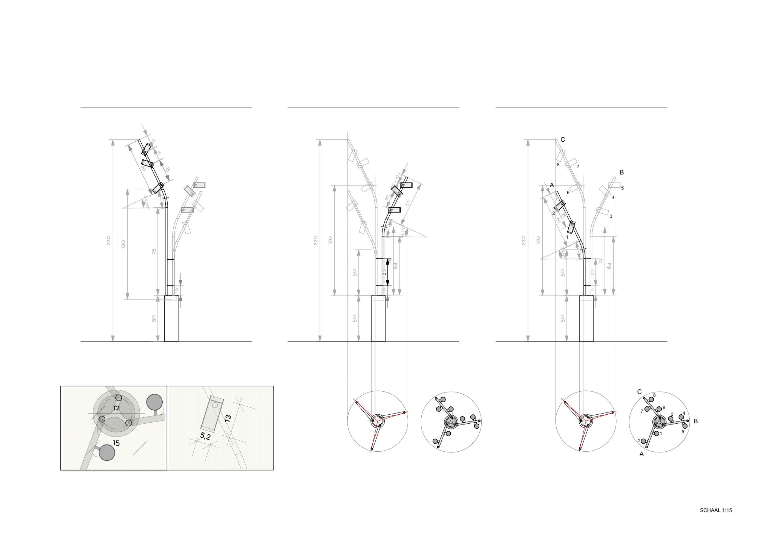 Birds contemporary stehleuchte aus beton/eisen, led-spots im Angebot 3