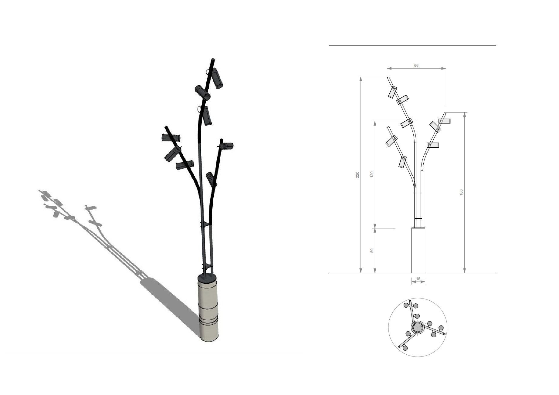 Birds contemporary stehleuchte aus beton/eisen, led-spots im Angebot 4