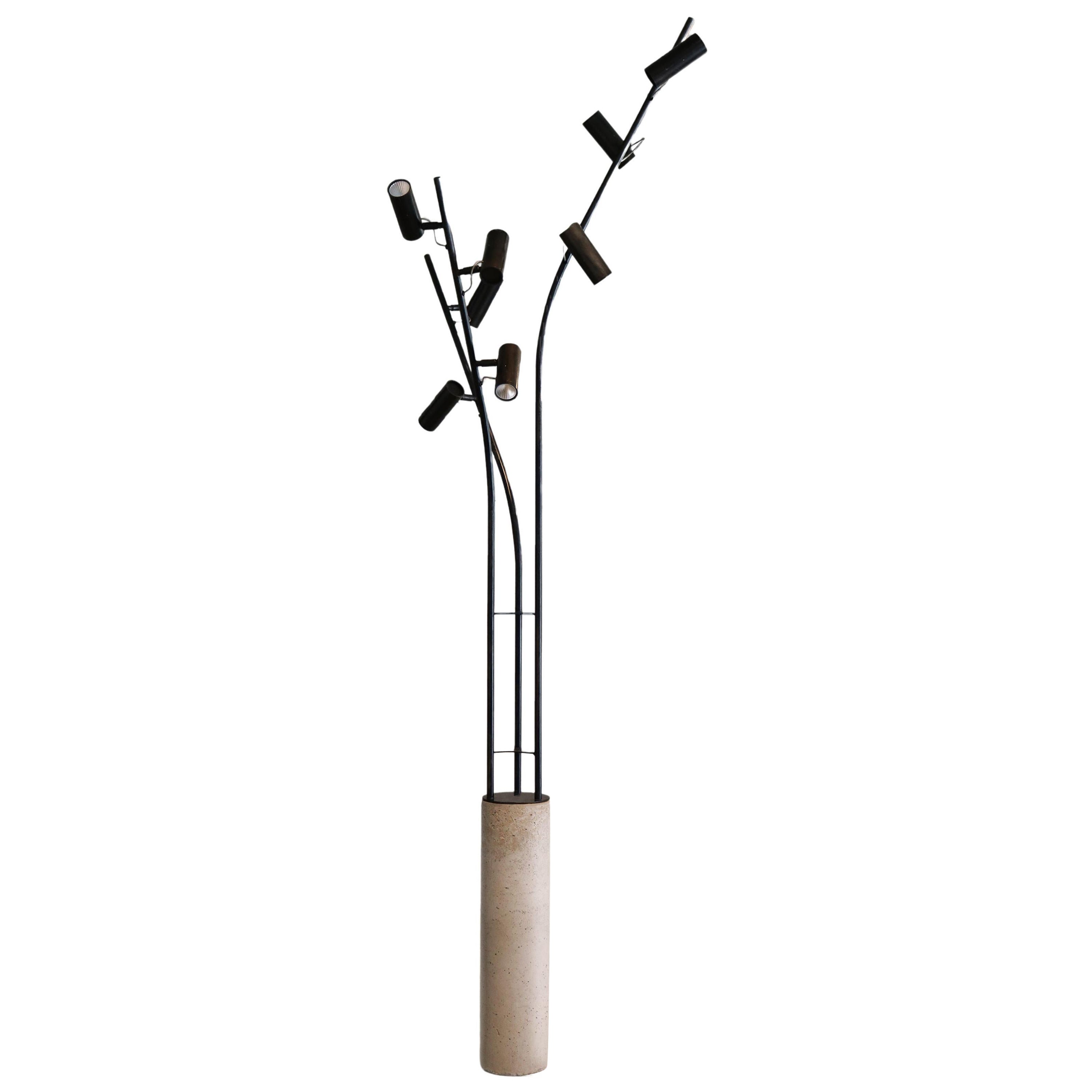 Birds contemporary floor lamp in concrete/iron, led spots