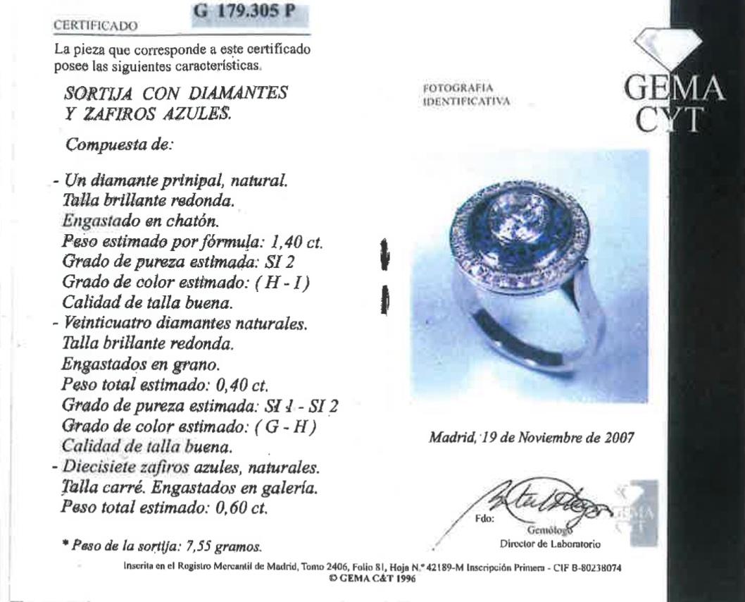 Brilliant Cut 1.40 carat Diamond Sapphire Cocktail Ring For Sale