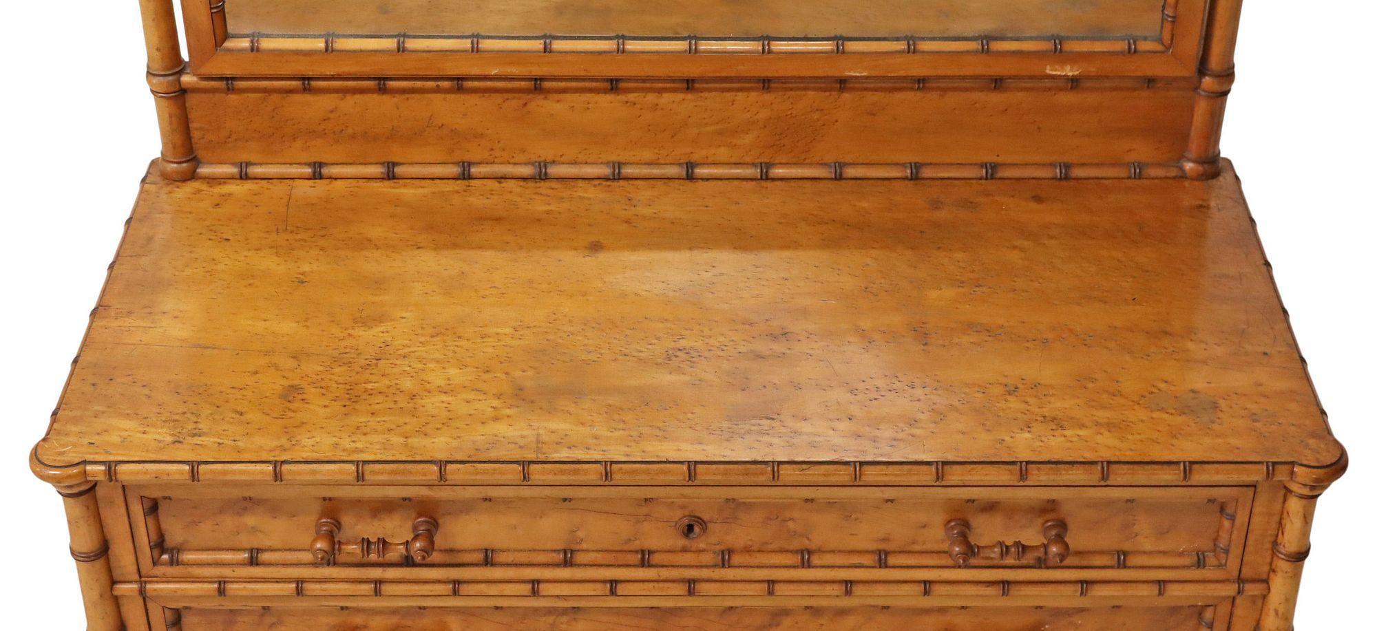 Bird's Eye Maple and Faux Bamboo Dresser/Commode in vendita 1