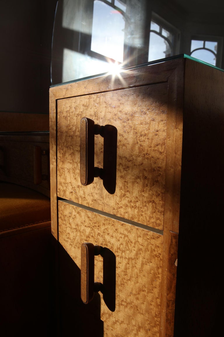 Birds Eye Maple Art Deco Bedroom Suite by Caplans Cabinets Dressing Table at 1stDibs