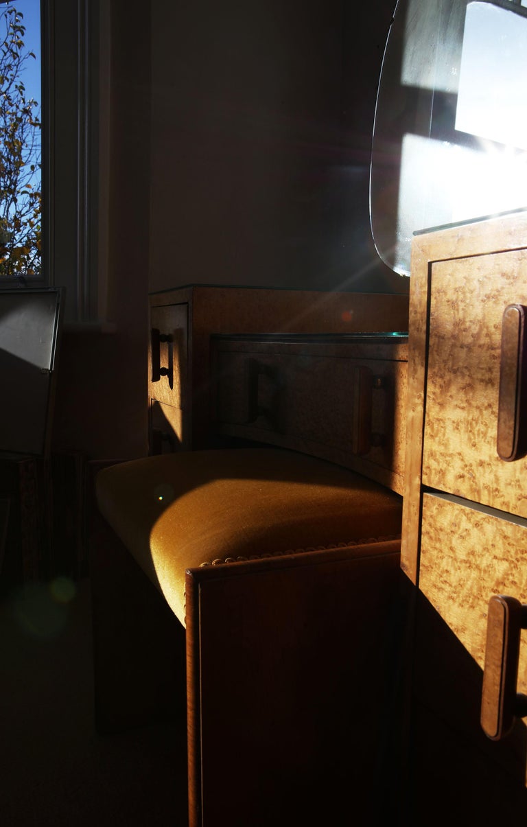 Birds Eye Maple Art Deco Bedroom Suite by Caplans Cabinets Dressing Table at 1stDibs