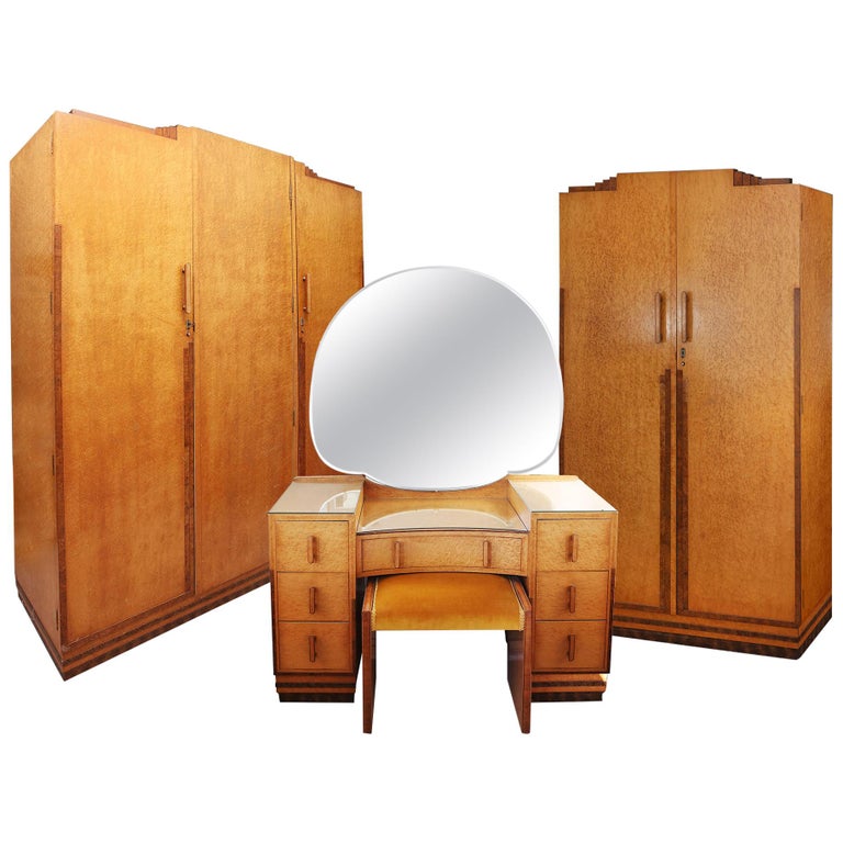 Birds Eye Maple Art Deco Bedroom Suite by Caplans Cabinets Dressing Table  at 1stDibs | art deco bedroom set, birdseye maple bedroom set, art deco  bedroom furniture
