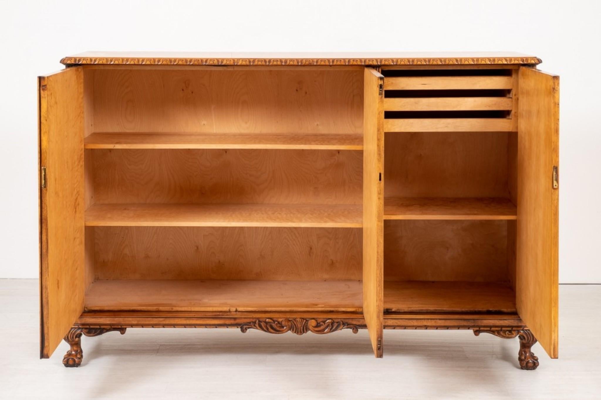 Early 20th Century Birds Eye Maple Cabinet Sideboard For Sale