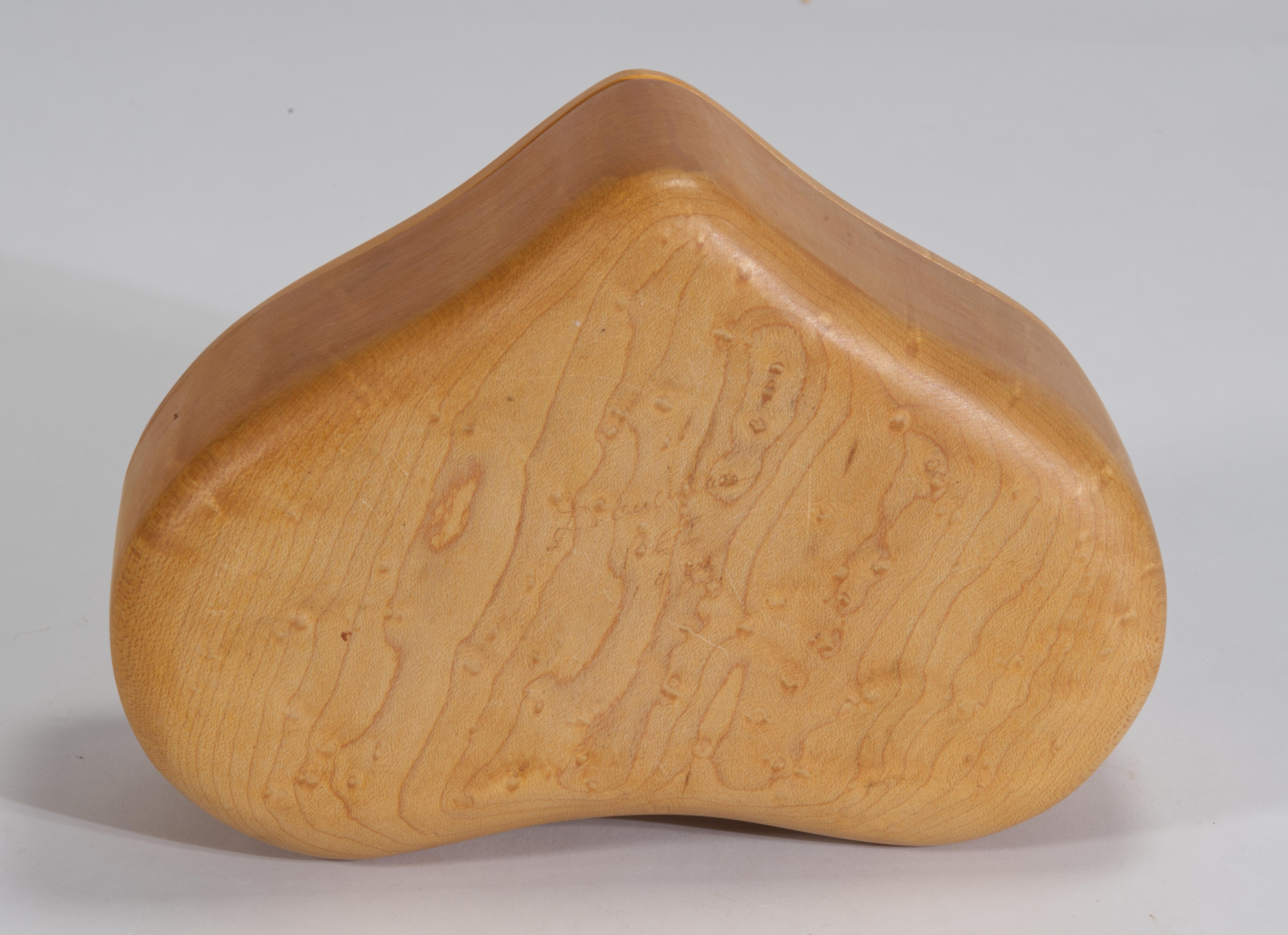 Birds Eye Maple Carved Box with Lid, American Studio Craft For Sale 1