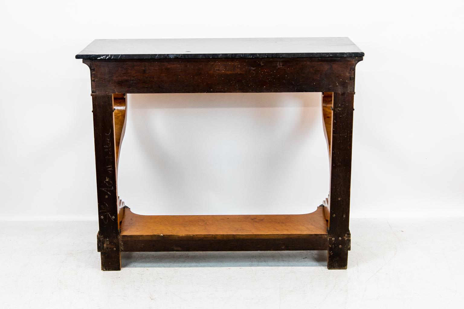 Bird's-Eye Maple German Bierdermier Marble-Top Console Table For Sale 4