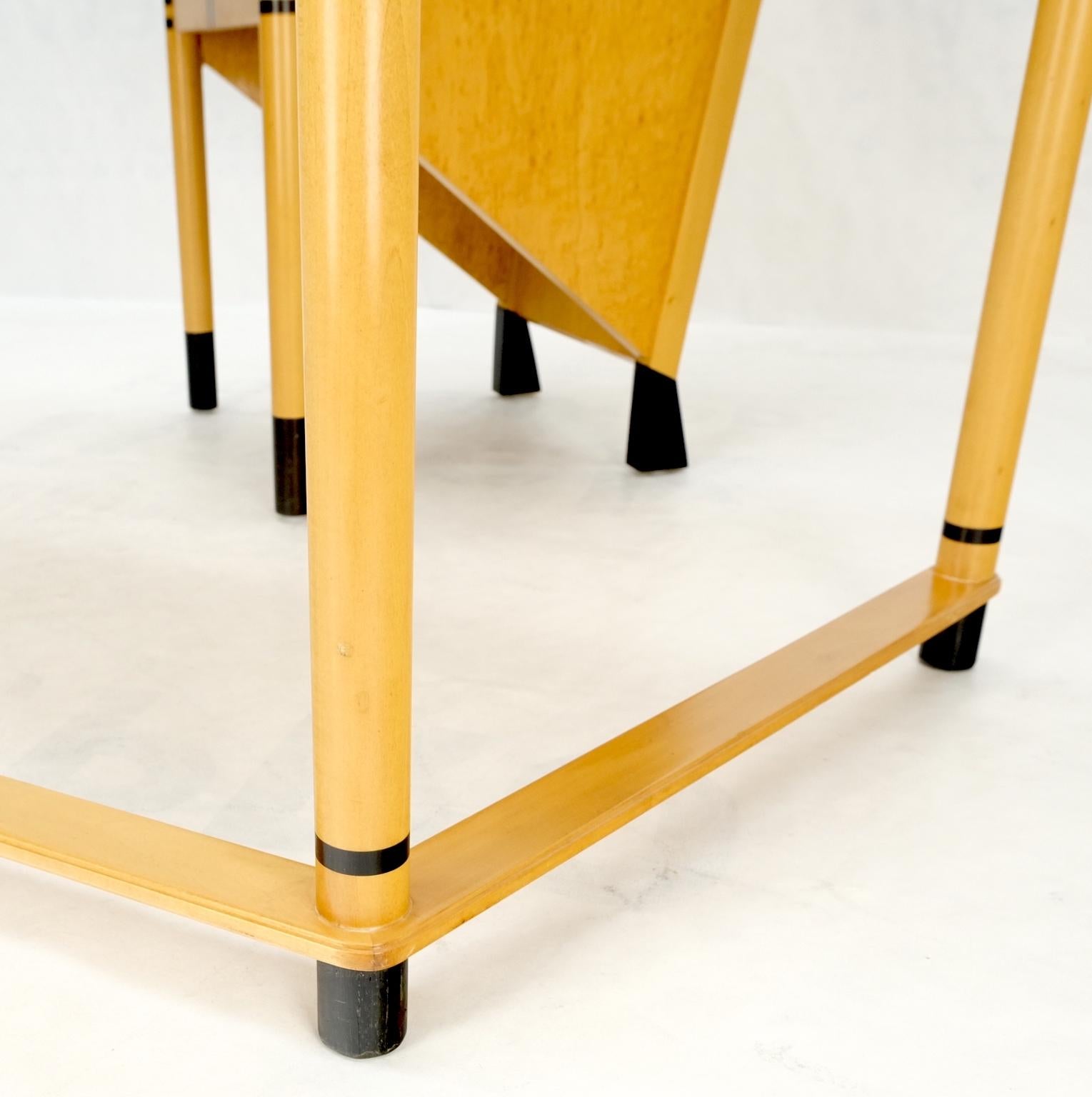 Vogelaugenahorn Italienischer Schreibtisch im Art-déco-Stil mit niedrigem Profil und Lederstuhl in Mint! im Angebot 6
