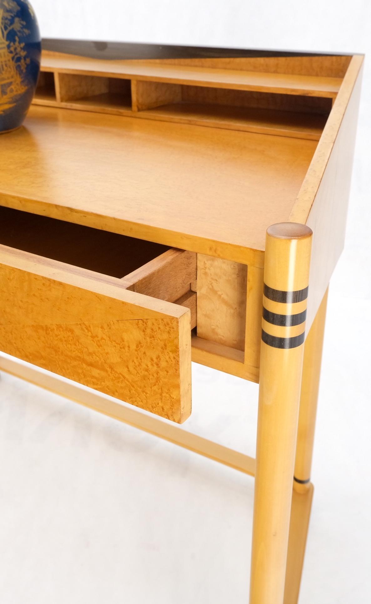 Mid-Century Modern Birds Eye Maple Italian Art Deco Style Low Profile Desk w/ Leather Chair Mint! For Sale