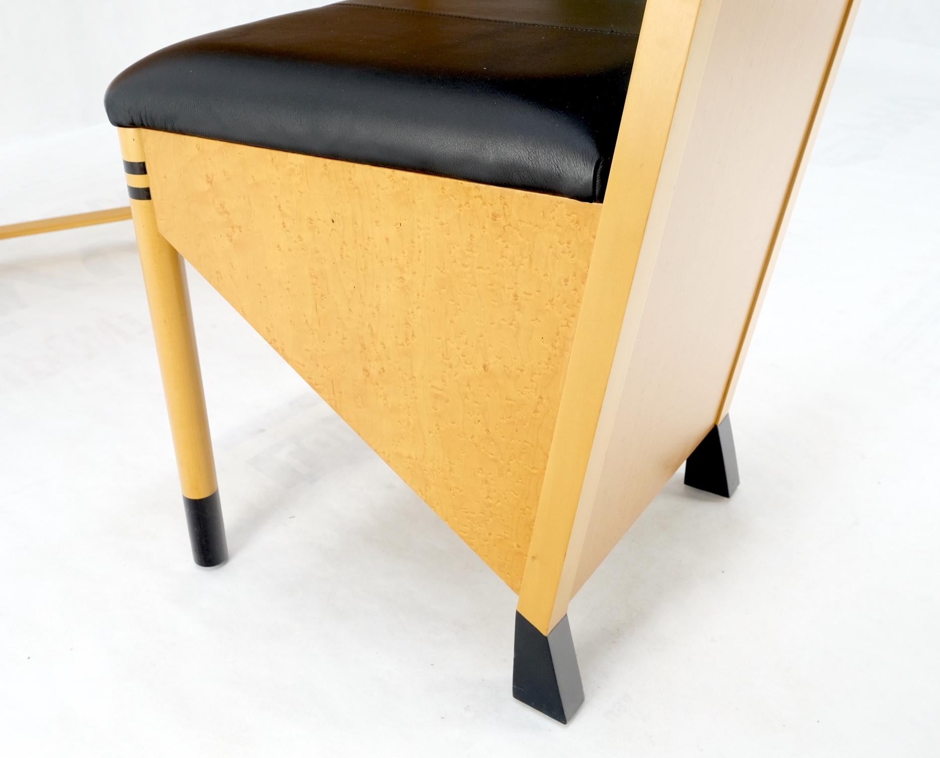 Mid-Century Modern Birds Eye Maple Italian Art Deco Style Low Profile Desk w/ Leather Chair Mint! For Sale