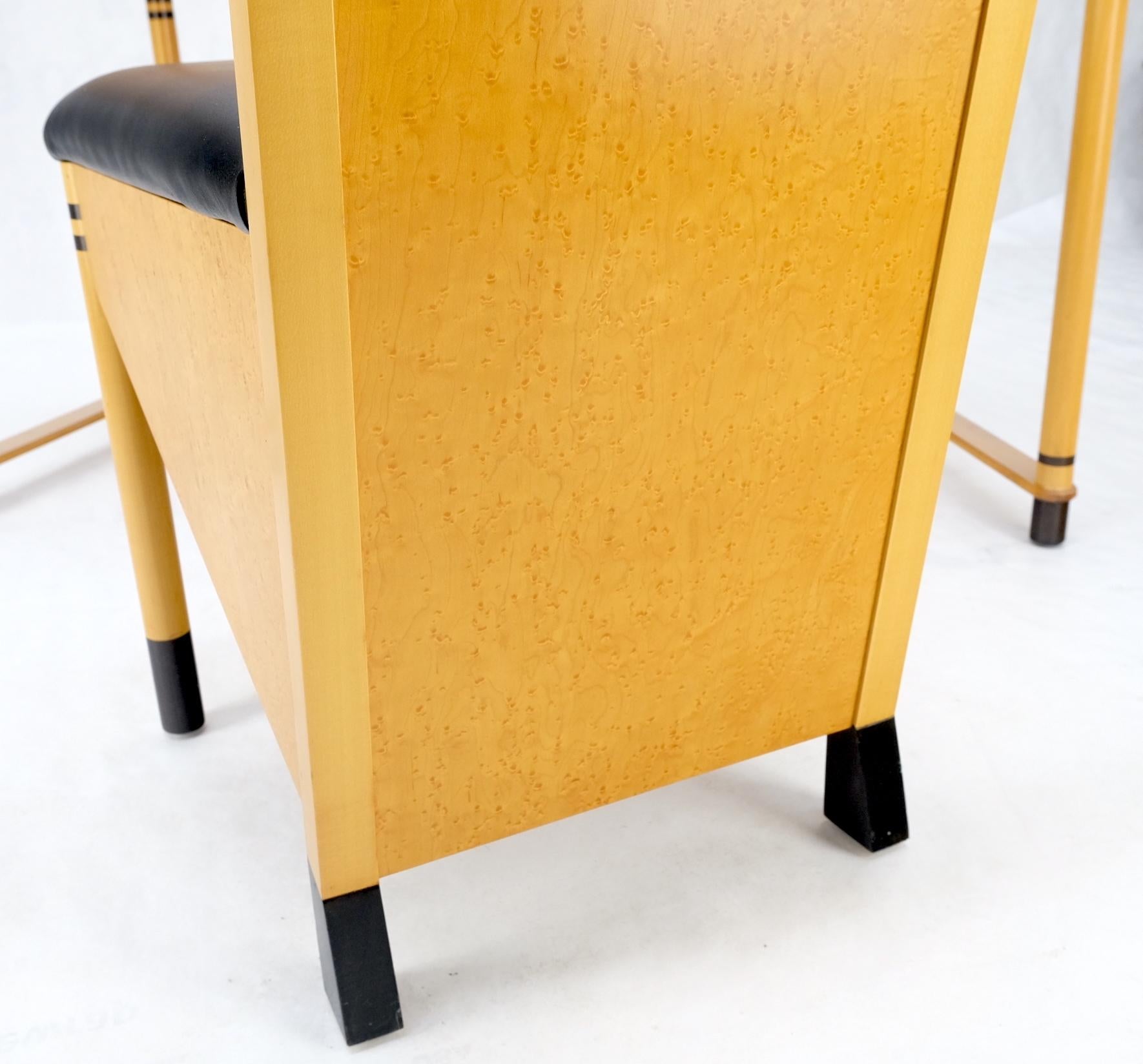 20th Century Birds Eye Maple Italian Art Deco Style Low Profile Desk w/ Leather Chair Mint! For Sale