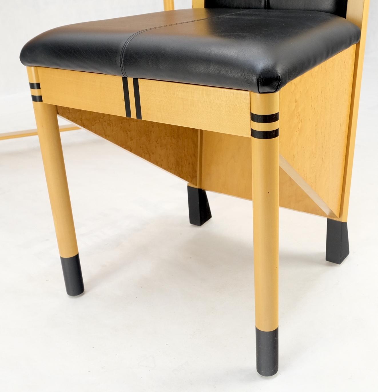 20th Century Birds Eye Maple Italian Art Deco Style Low Profile Desk w/ Leather Chair Mint! For Sale