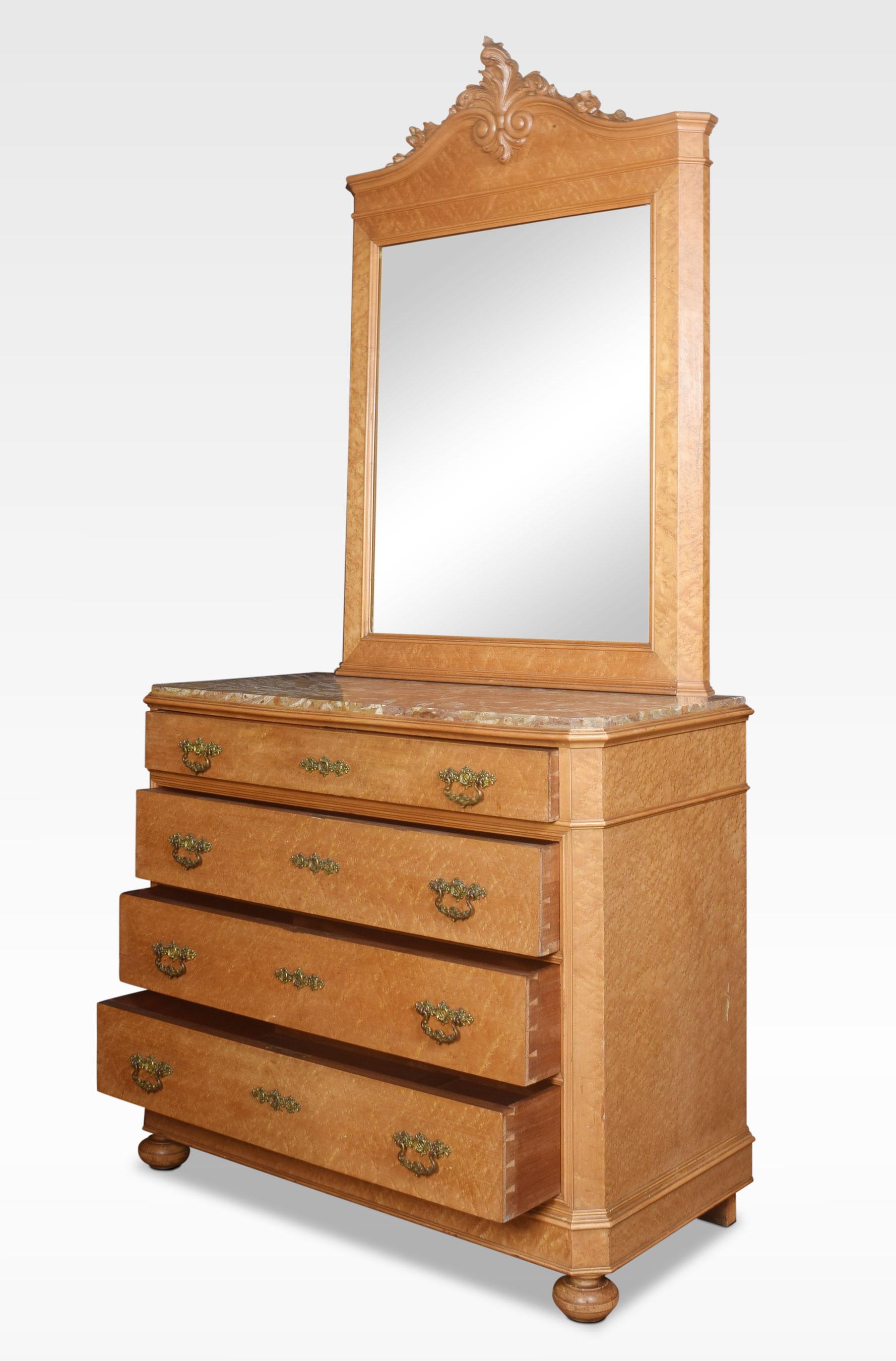 20th Century Birds Eye Maple Mirrored Back Chest of Drawers For Sale